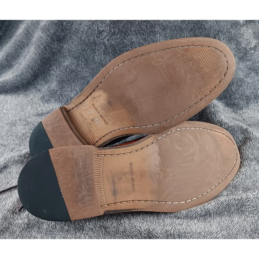 Blake McKay Mens Leather Cap‎ Toe Oxford Dress Shoes Tan Size 9